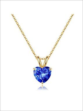 925 Sterling Silver Heart Birthstone Necklace Women Dainty Gift